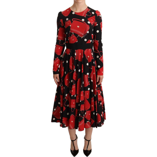 Dolce & Gabbana Elegant Sicily Print Flared Midi Dress WOMAN DRESSES Dolce & Gabbana