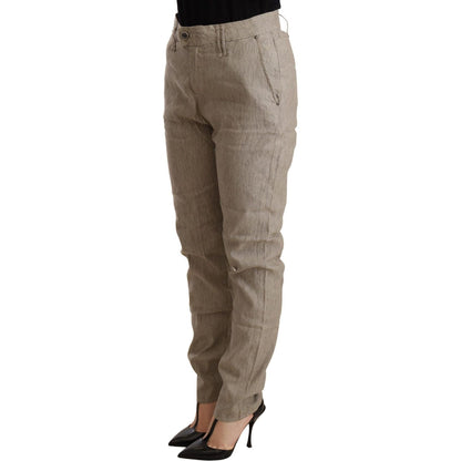 CYCLE Beige Mid Waist Casual Baggy Stretch Trouser CYCLE