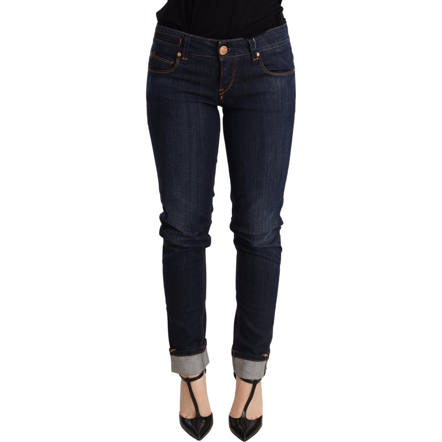 Acht Blue Washed Low Waist Skinny Denim Trouser