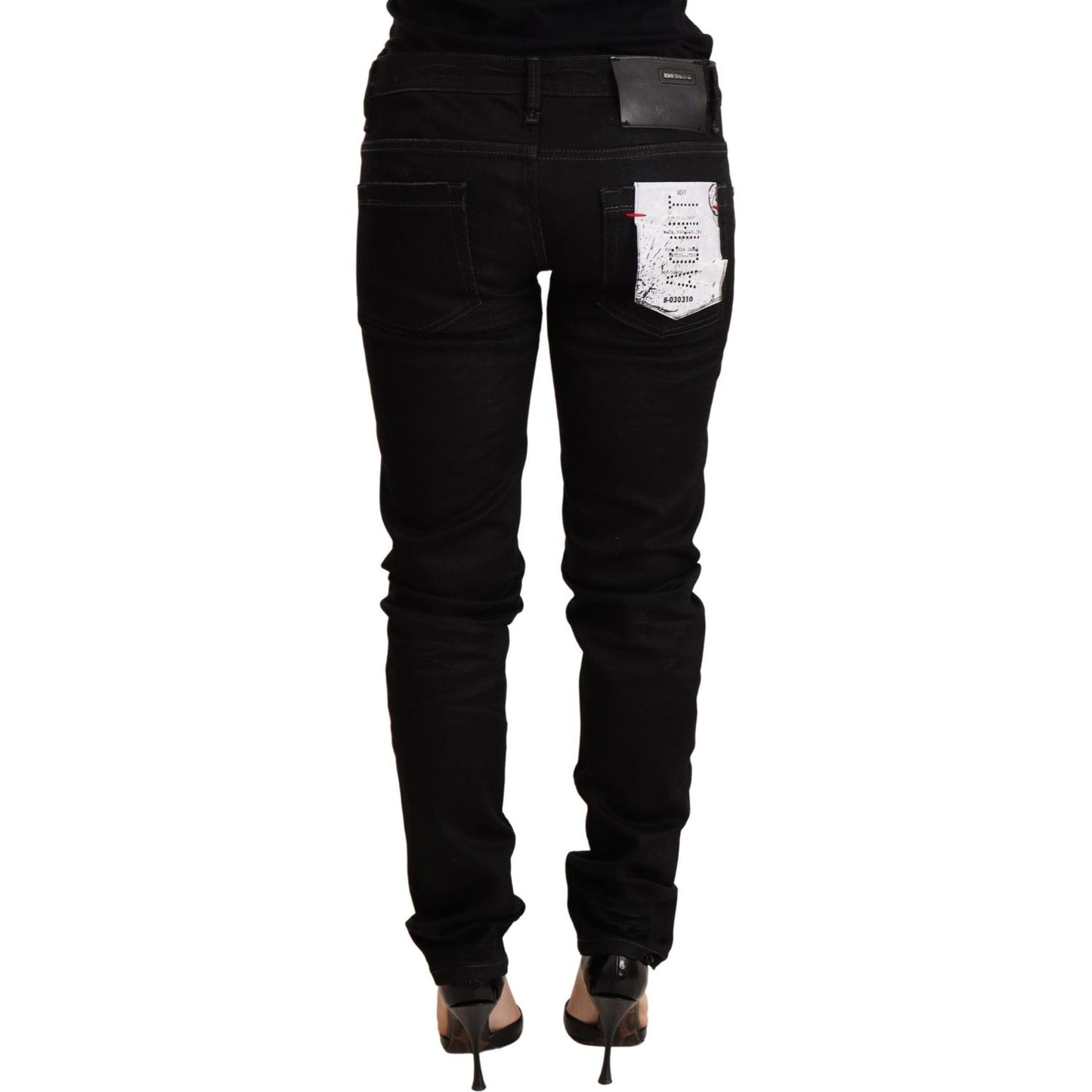 Acht Black Low Waist Skinny Denim Cotton Trouser Acht