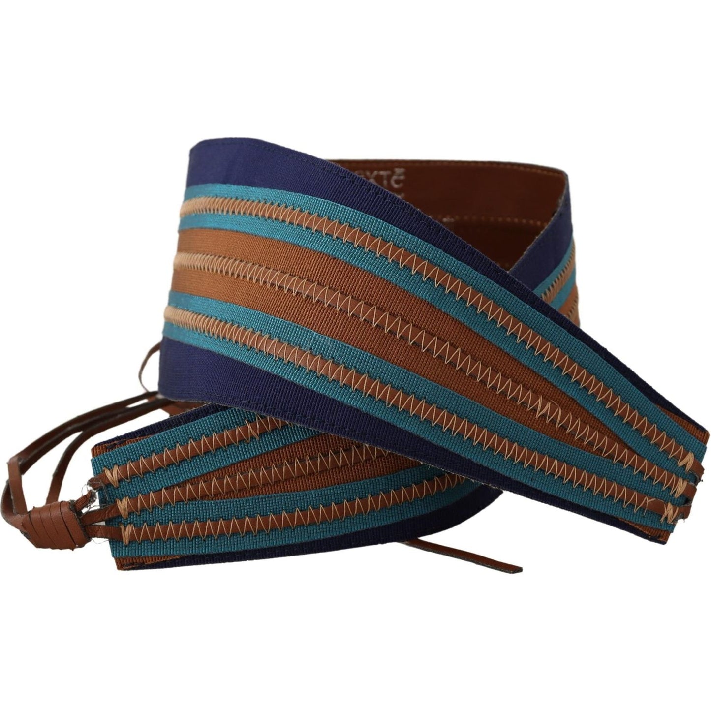 Exte Brown Leather Wide Waistband Tie Fastening Belt Exte