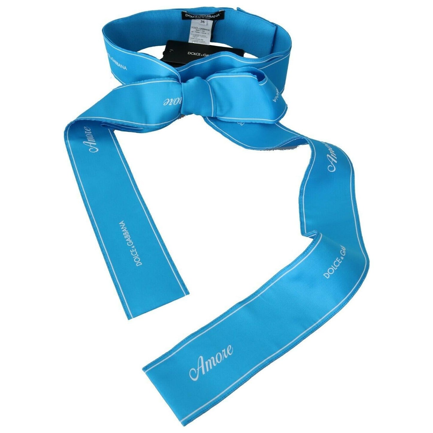 Dolce & Gabbana Blue Waist Ribbon Wide Bow Belt