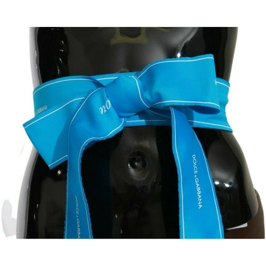 Dolce & Gabbana Blue Waist Ribbon Wide Bow Belt Dolce & Gabbana