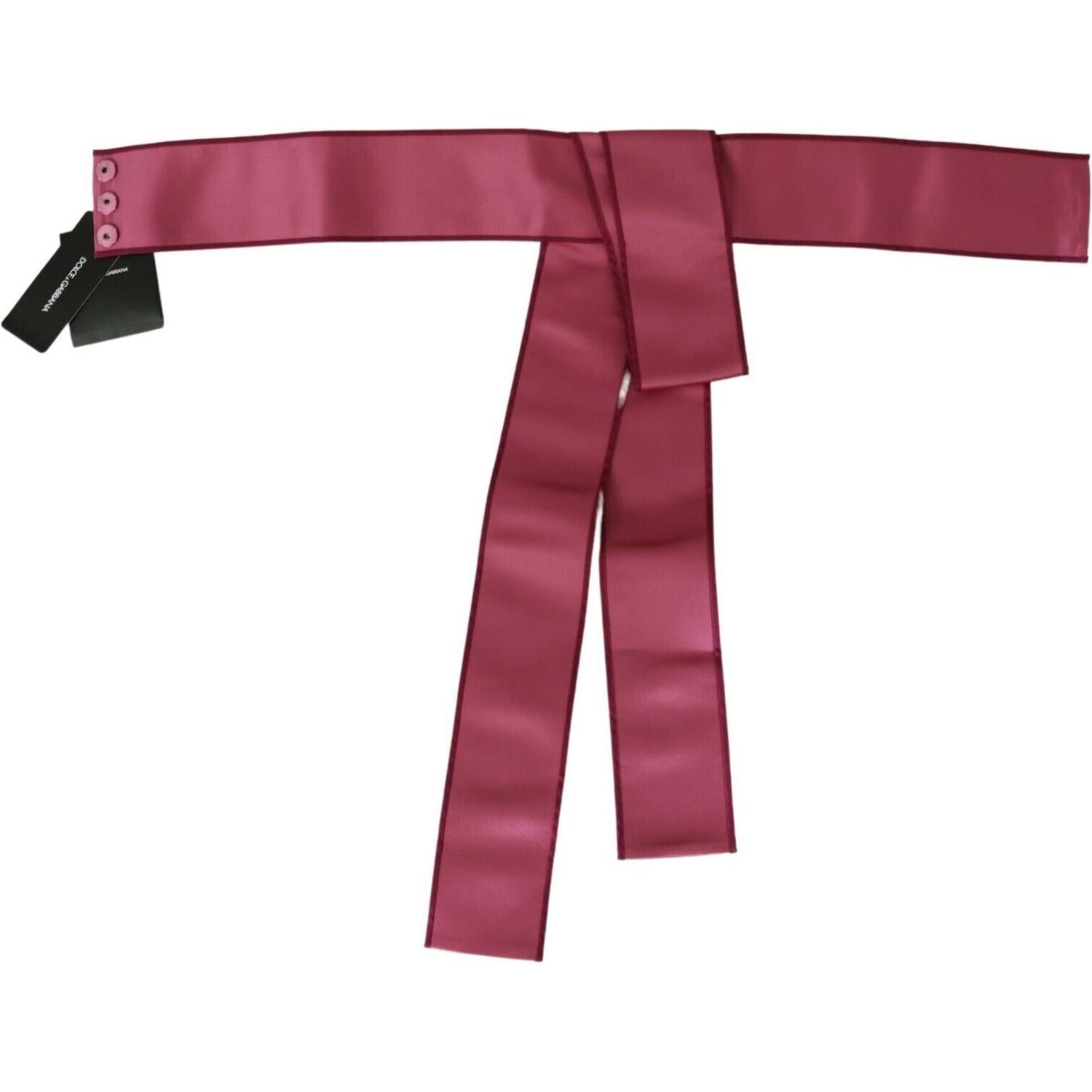 Dolce & Gabbana Pink 100% Silk 3 Button Closure Wide Waist Belt