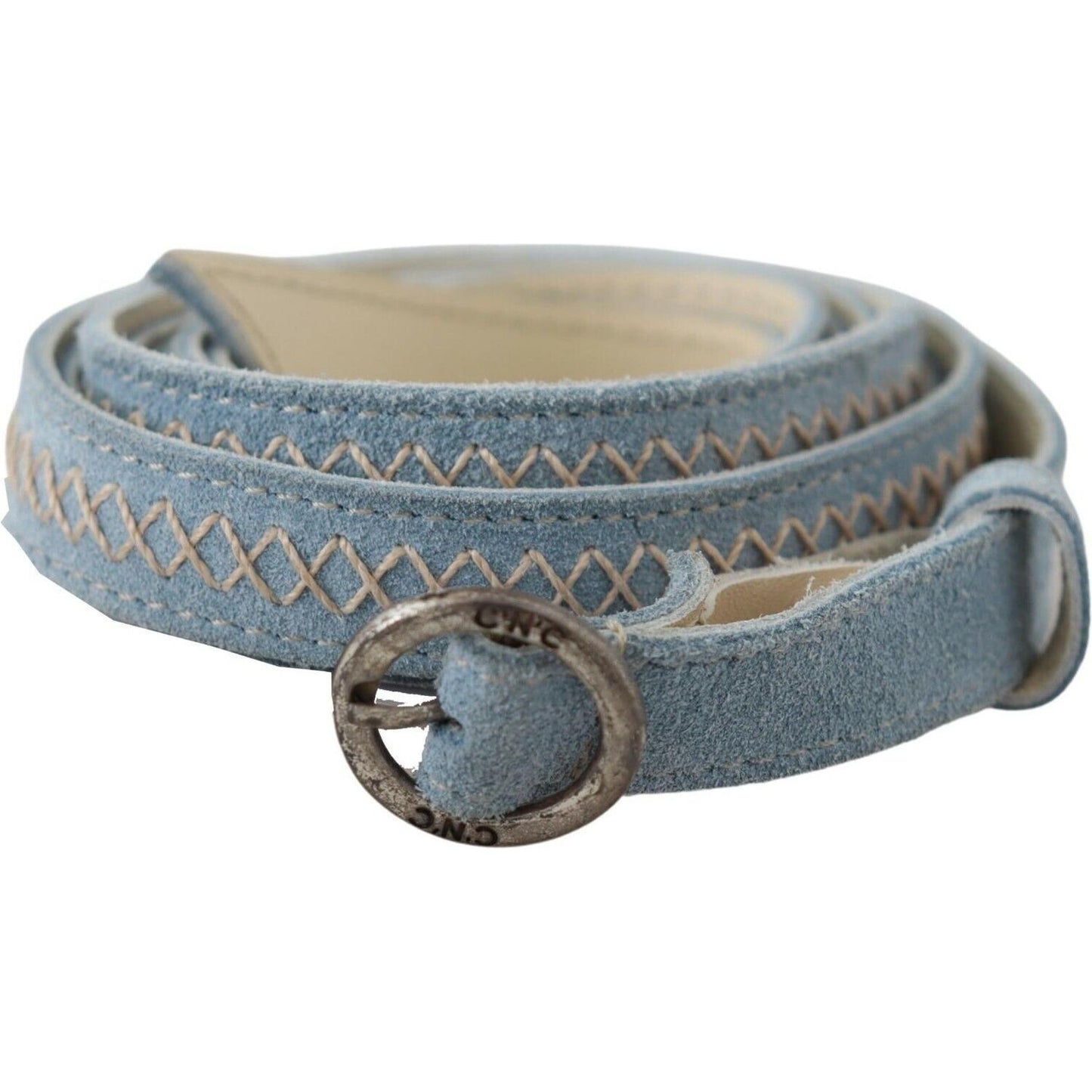 Costume National Chic Sky Blue Leather Belt - Buckle Up in Style WOMAN BELTS Costume National