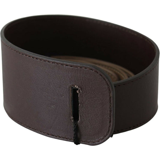 GF Ferre Brown Genuine Leather Logo Wide Waist Belt GF Ferre
