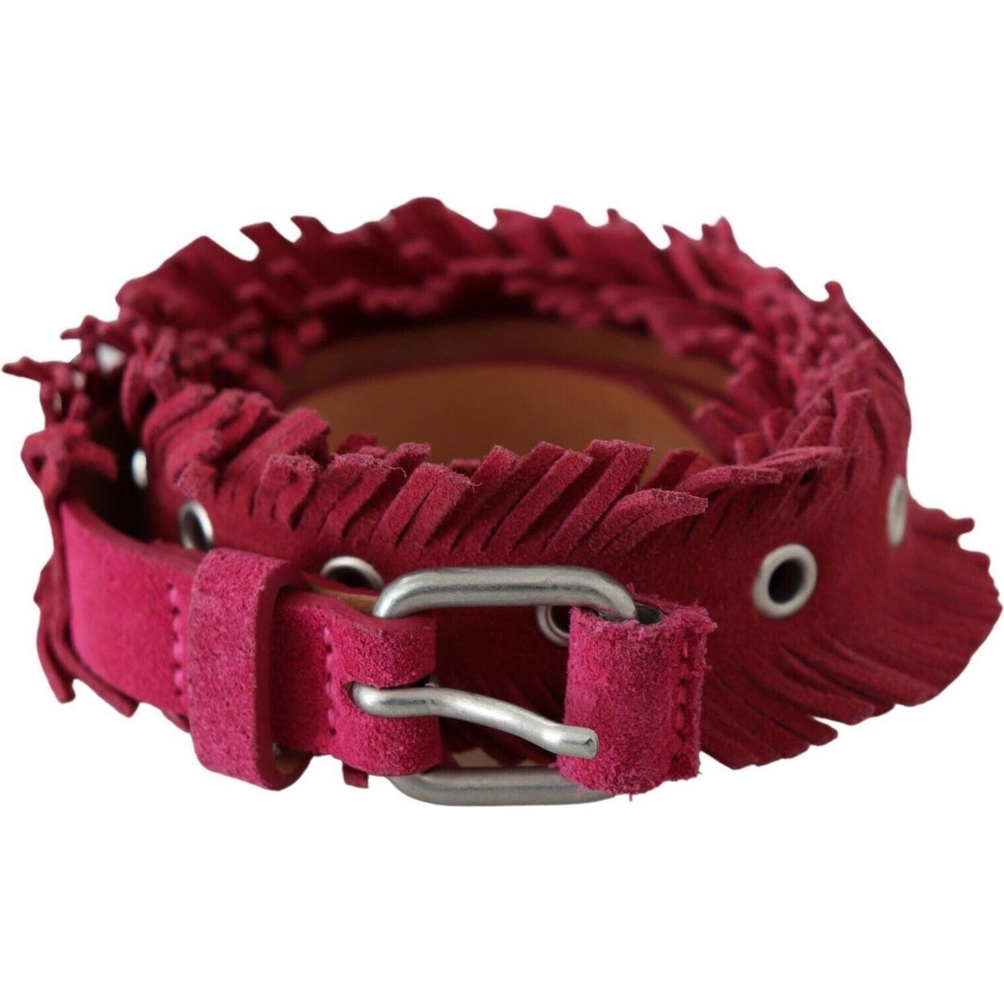 Ermanno Scervino Elegant Maroon Double Buckle Leather Belt Ermanno Scervino