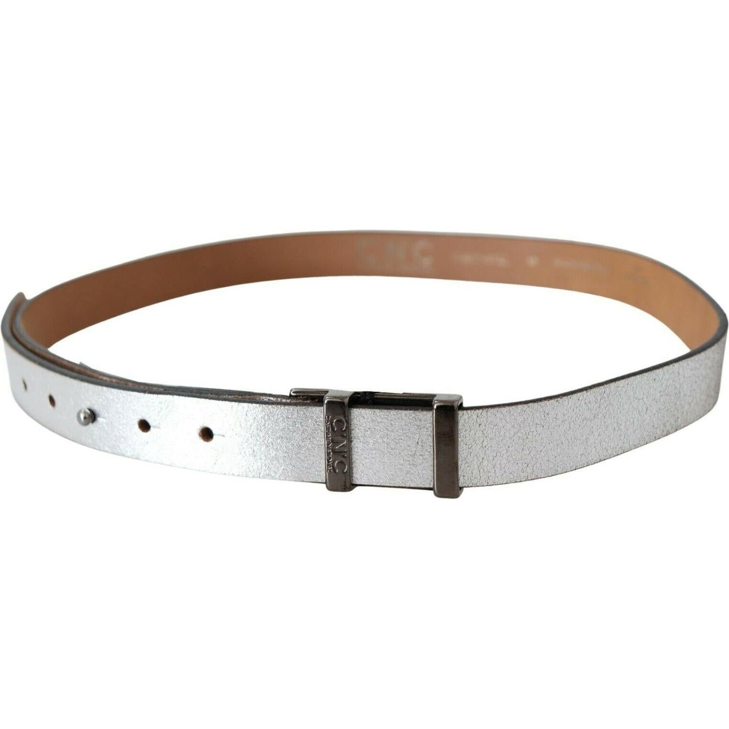 Costume National Brown Metallic Silver Leather Belt