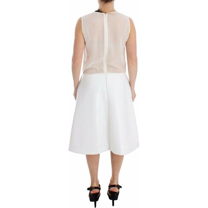 Koonhor White Pleated Bottom Tank Sheath Transparent Dress Koonhor