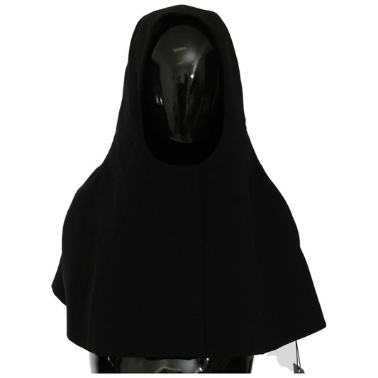 Dolce & Gabbana Black Wool Whole Head Hooded Scarf Hat