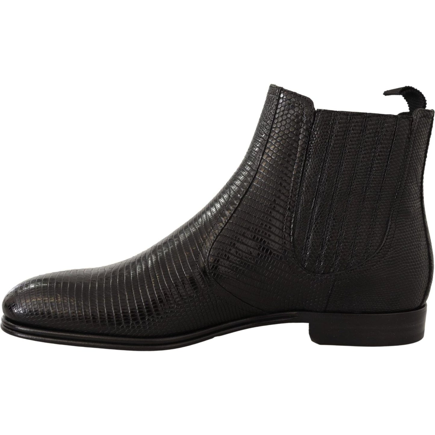 Dolce & Gabbana Black Leather Lizard Skin Ankle Boots Dolce & Gabbana