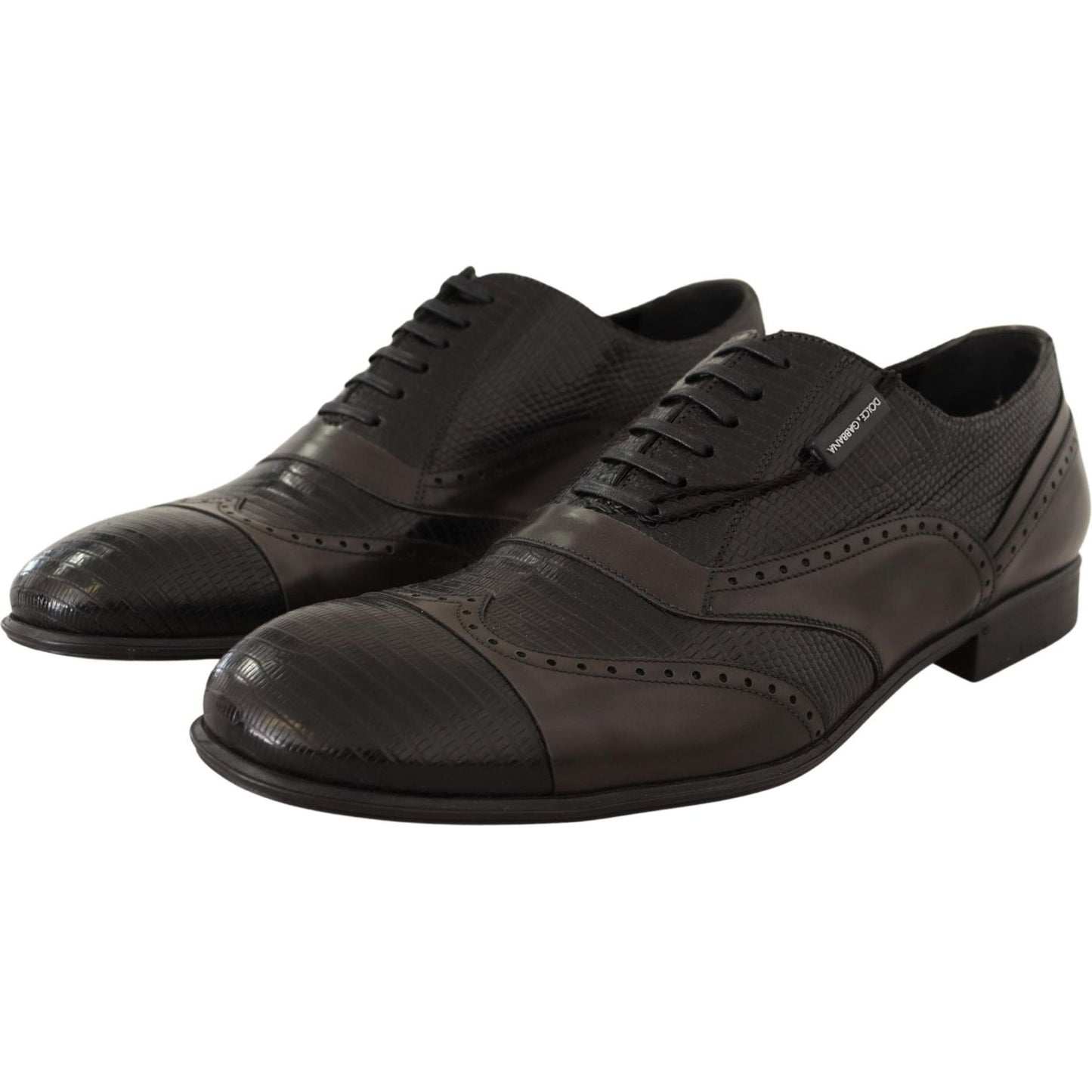 Dolce & Gabbana Brown Lizard Skin Leather Oxford Dress Shoes Dolce & Gabbana