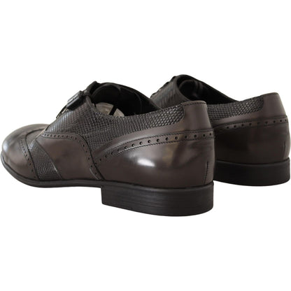 Dolce & Gabbana Brown Lizard Skin Leather Oxford Dress Shoes Dolce & Gabbana