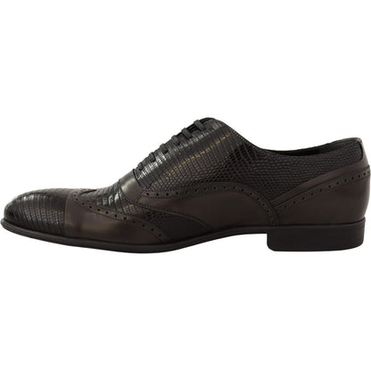 Dolce & Gabbana Brown Lizard Skin Leather Oxford Dress Shoes Dolce & Gabbana