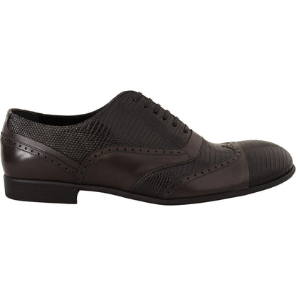 Dolce & Gabbana Brown Lizard Skin Leather Oxford Dress Shoes Dolce & Gabbana