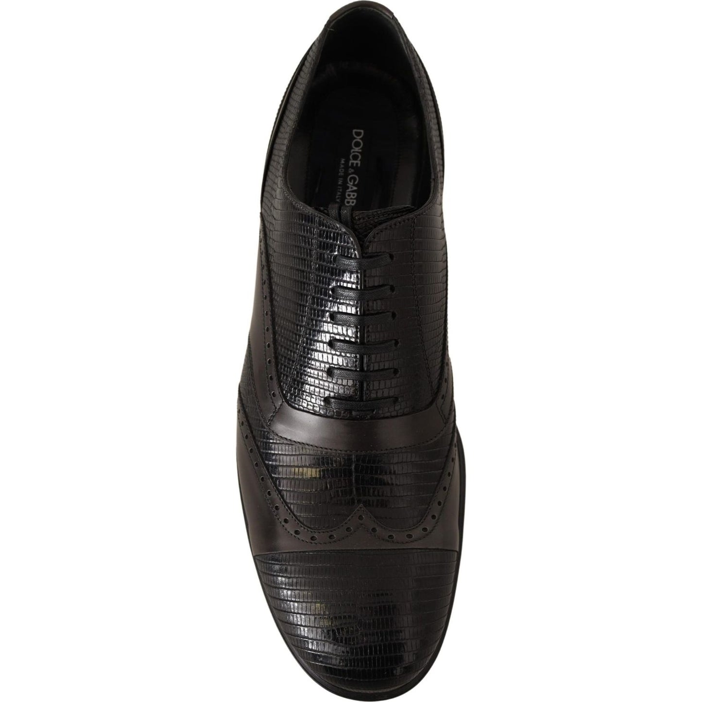 Dolce & Gabbana Brown Lizard Skin Leather Oxford Dress Shoes Dolce & Gabbana