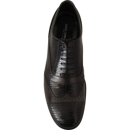 Dolce & Gabbana Brown Lizard Skin Leather Oxford Dress Shoes Dolce & Gabbana