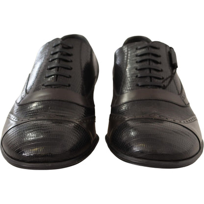 Dolce & Gabbana Brown Lizard Skin Leather Oxford Dress Shoes Dolce & Gabbana