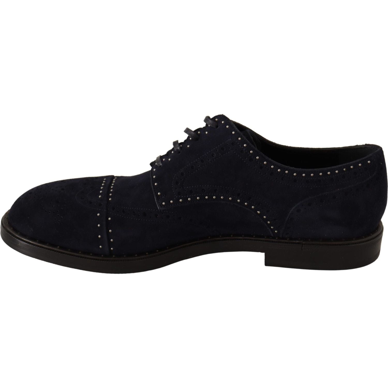 Dolce & Gabbana Blue Suede Leather Derby Studded Shoes