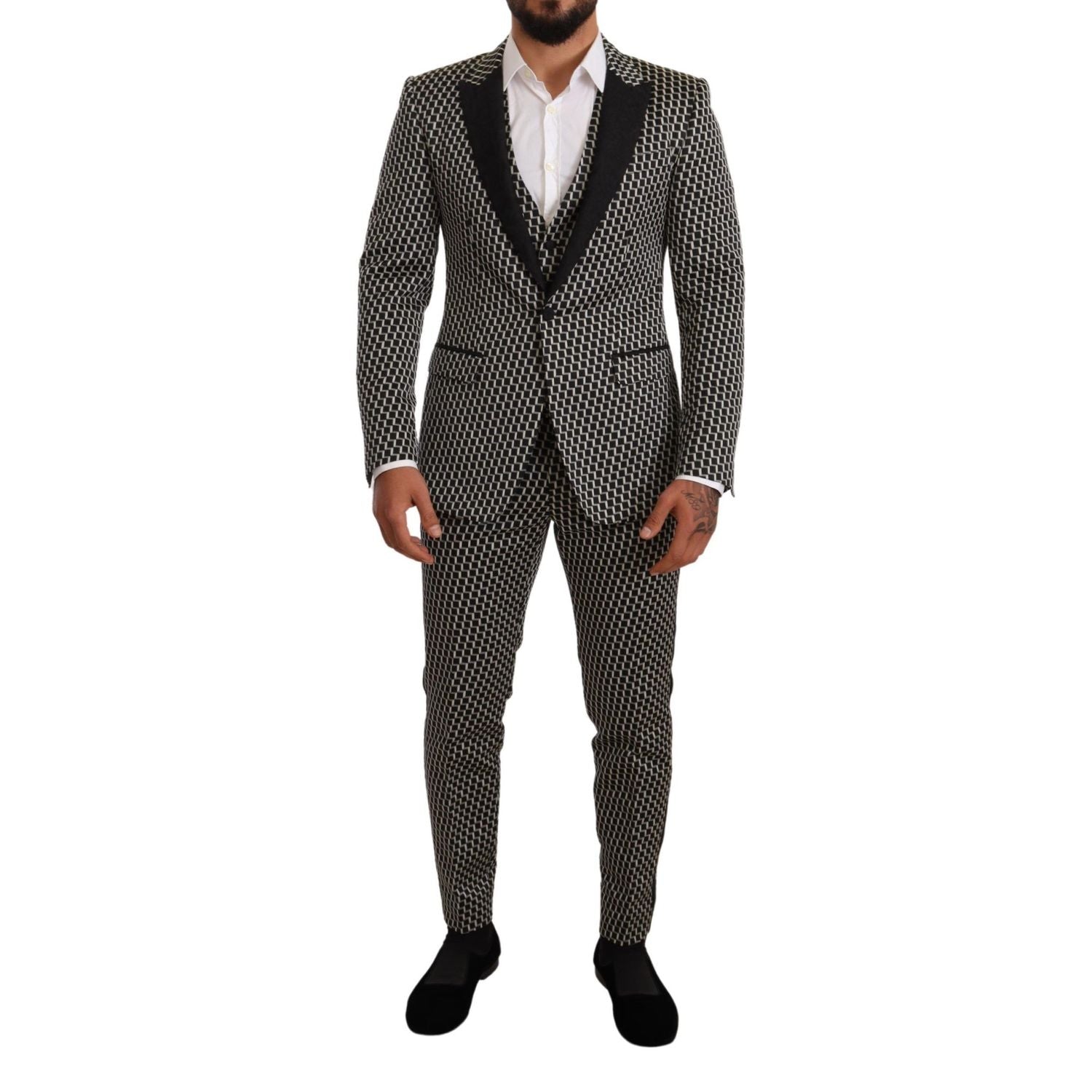 Dolce & Gabbana Black White Check 3 Piece Set MARTINI Suit