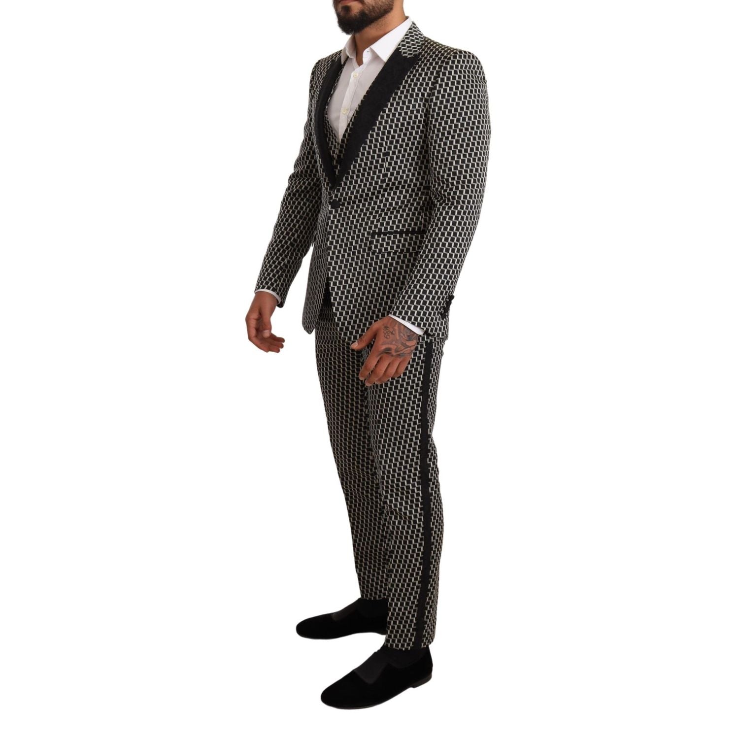 Dolce & Gabbana Black White Check 3 Piece Set MARTINI Suit