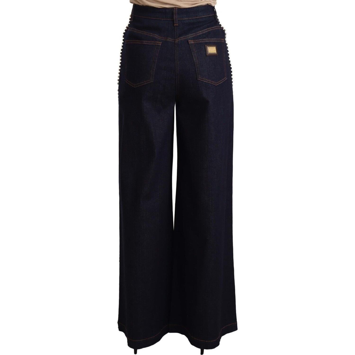 Dolce & Gabbana Dark Blue Crystal Embellished Flare Jeans