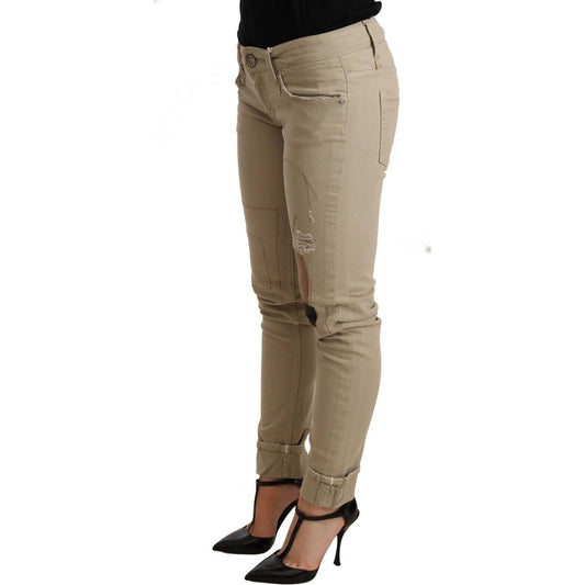 Acht Beige Cotton Slim Fit Chic Jeans Jeans & Pants Acht