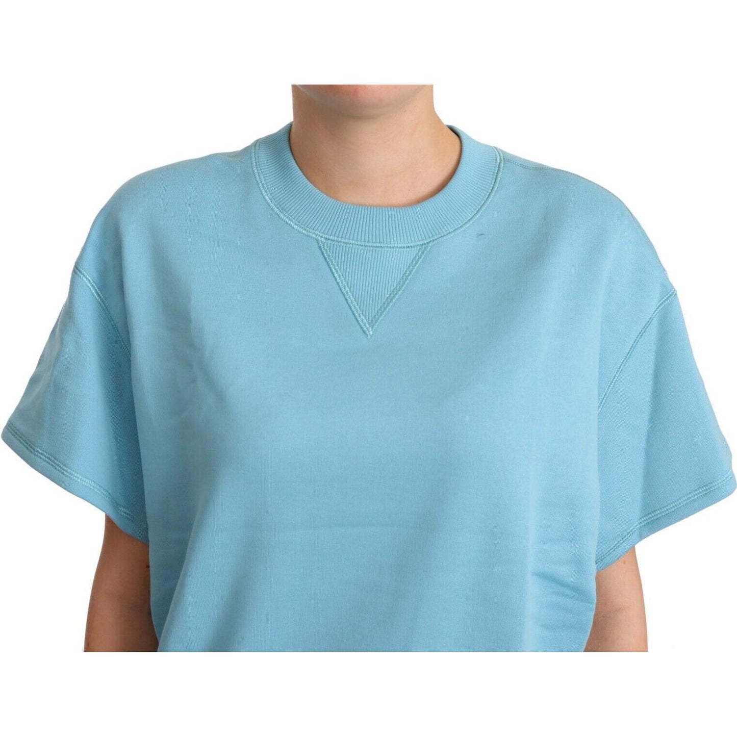 Dolce & Gabbana Blue Cotton Short Sleeves Crew Neck Top