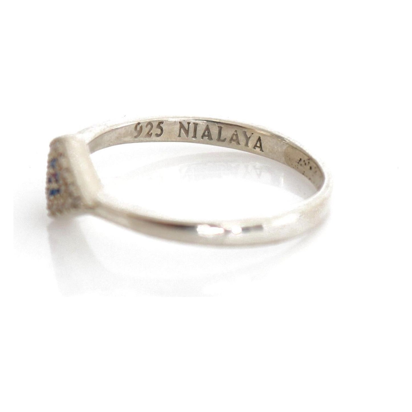 Nialaya Elegant Silver CZ Crystal Encrusted Ring Ring Nialaya