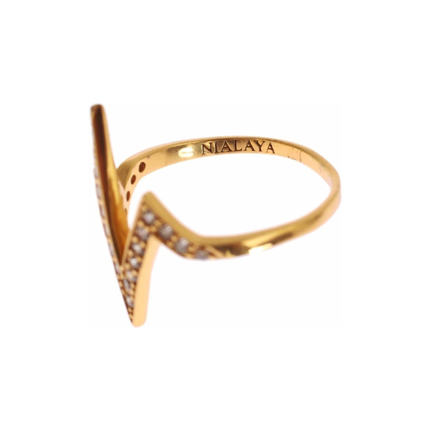 Nialaya Gold 925 Silver Womens Clear CZ 18K Ring