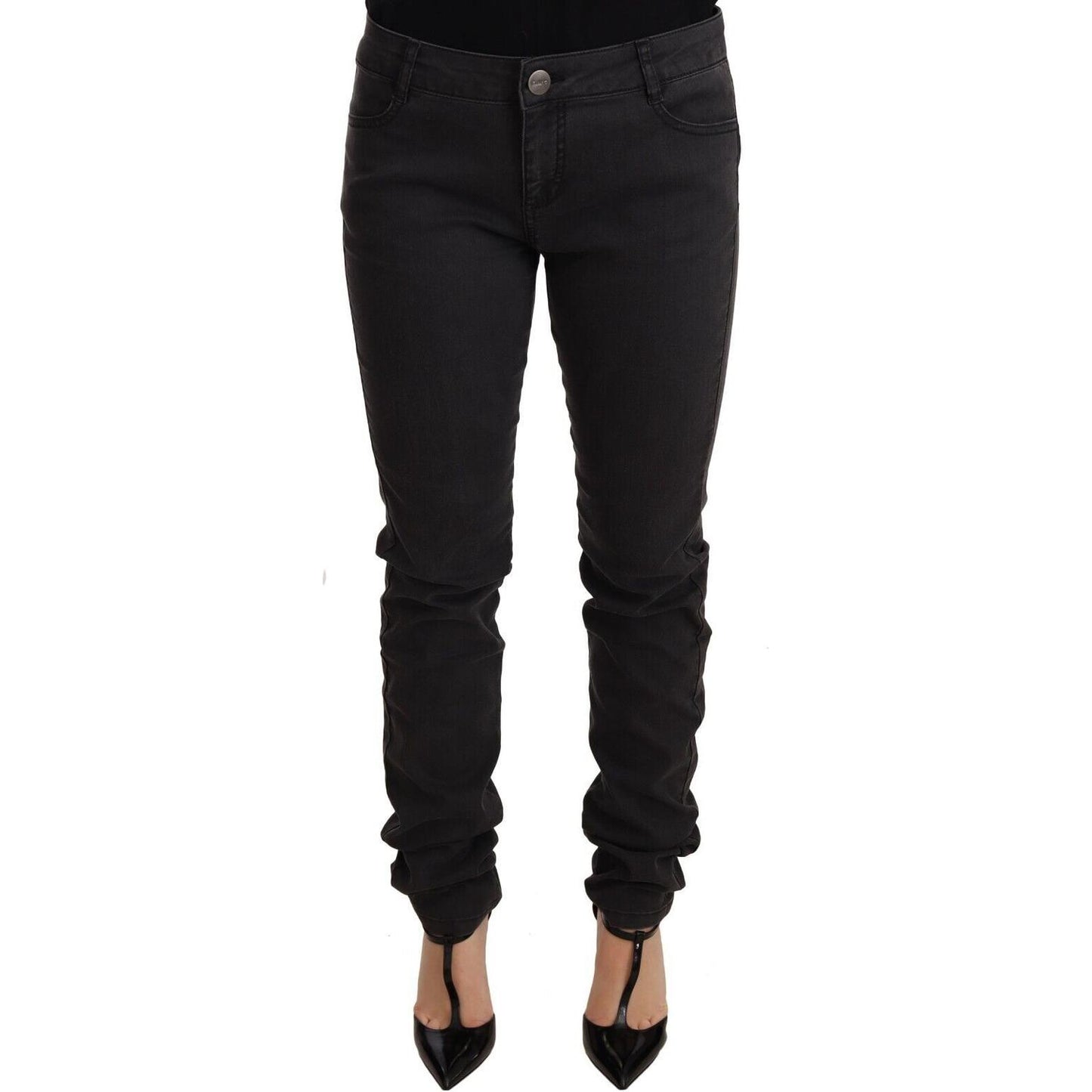 PINKO Chic Mid Waist Skinny Black Denim Jeans & Pants PINKO