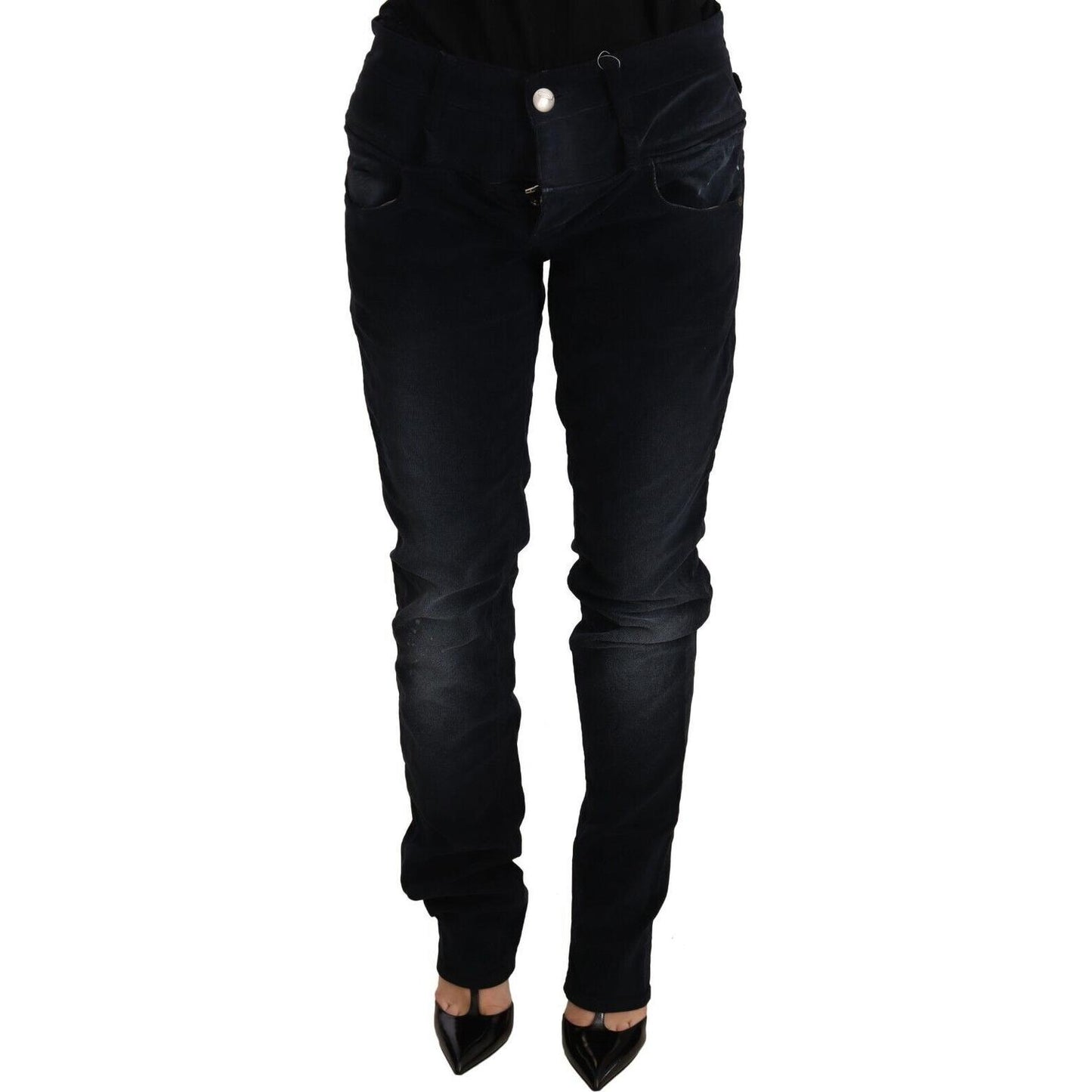 Acht Elegant Dark Blue Slim-Fit Denim Jeans & Pants Acht