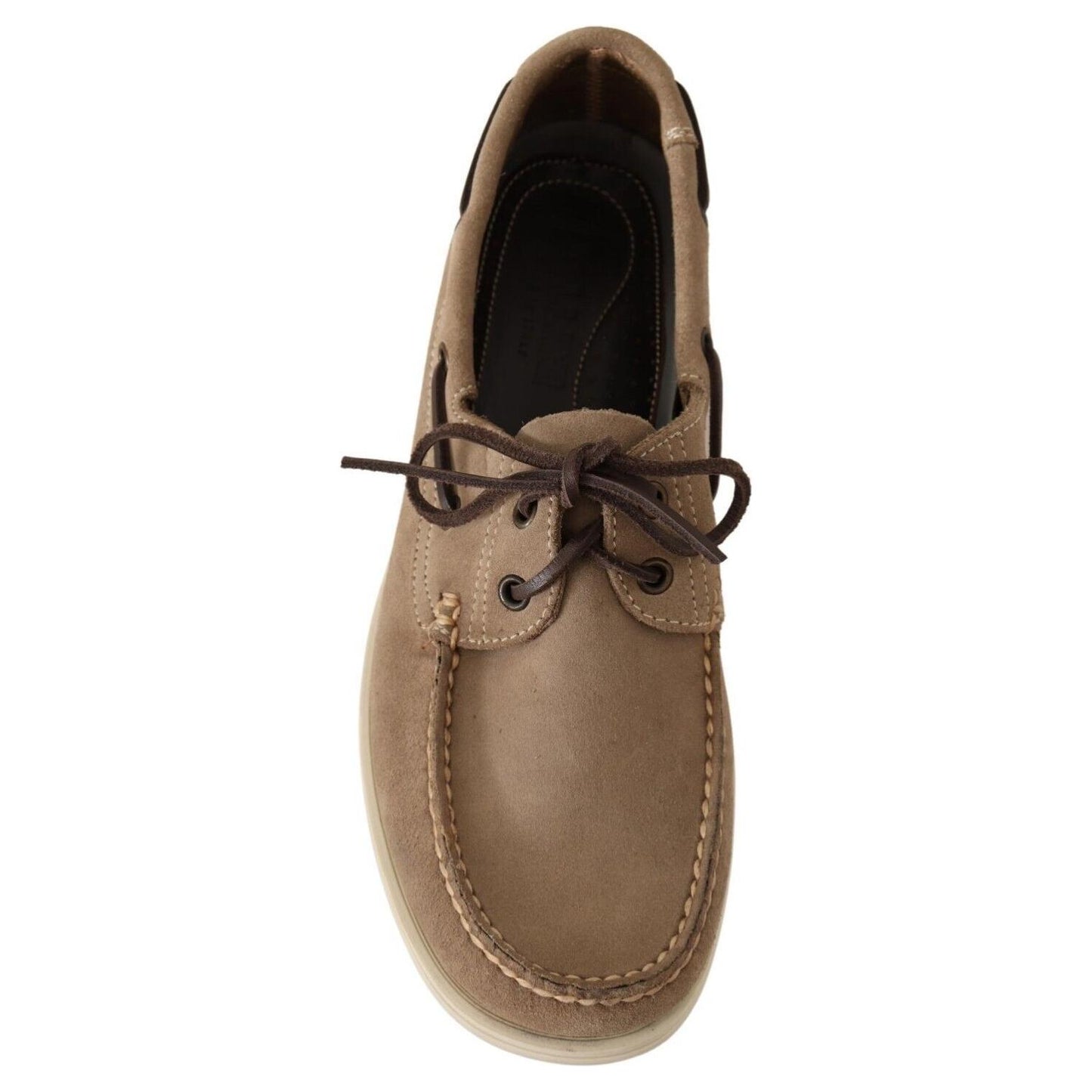 Pollini Beige Suede Low Top Mocassin Loafers Casual Men Shoes Pollini