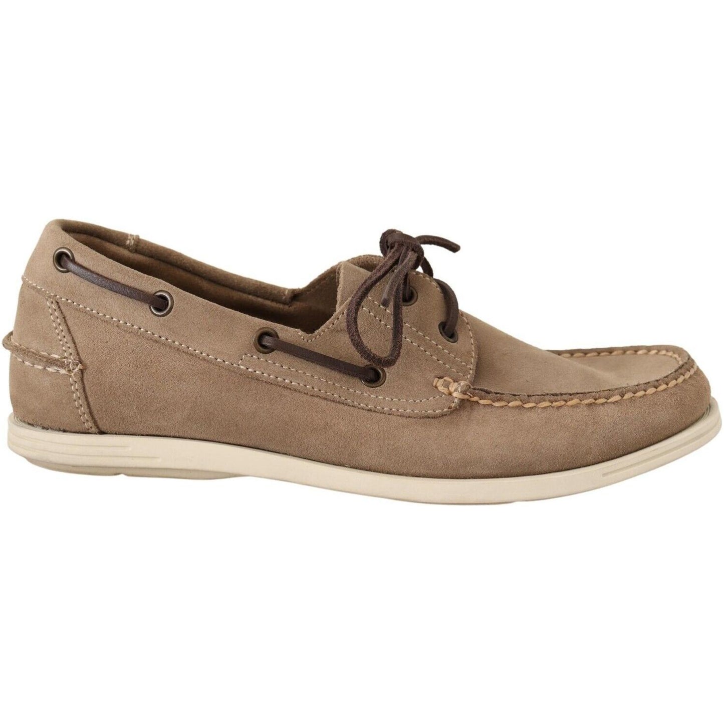 Pollini Beige Suede Low Top Mocassin Loafers Casual Men Shoes Pollini