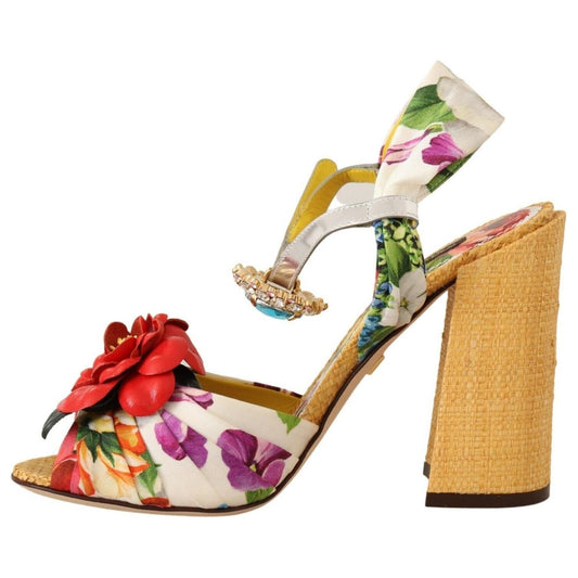 Dolce & Gabbana Multicolor Crystal Embellished Heel Sandals HIGH HEEL SANDALS Dolce & Gabbana