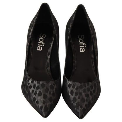 Sofia Black Leopard Leather Stiletto High Heels Pumps Shoes Sofia