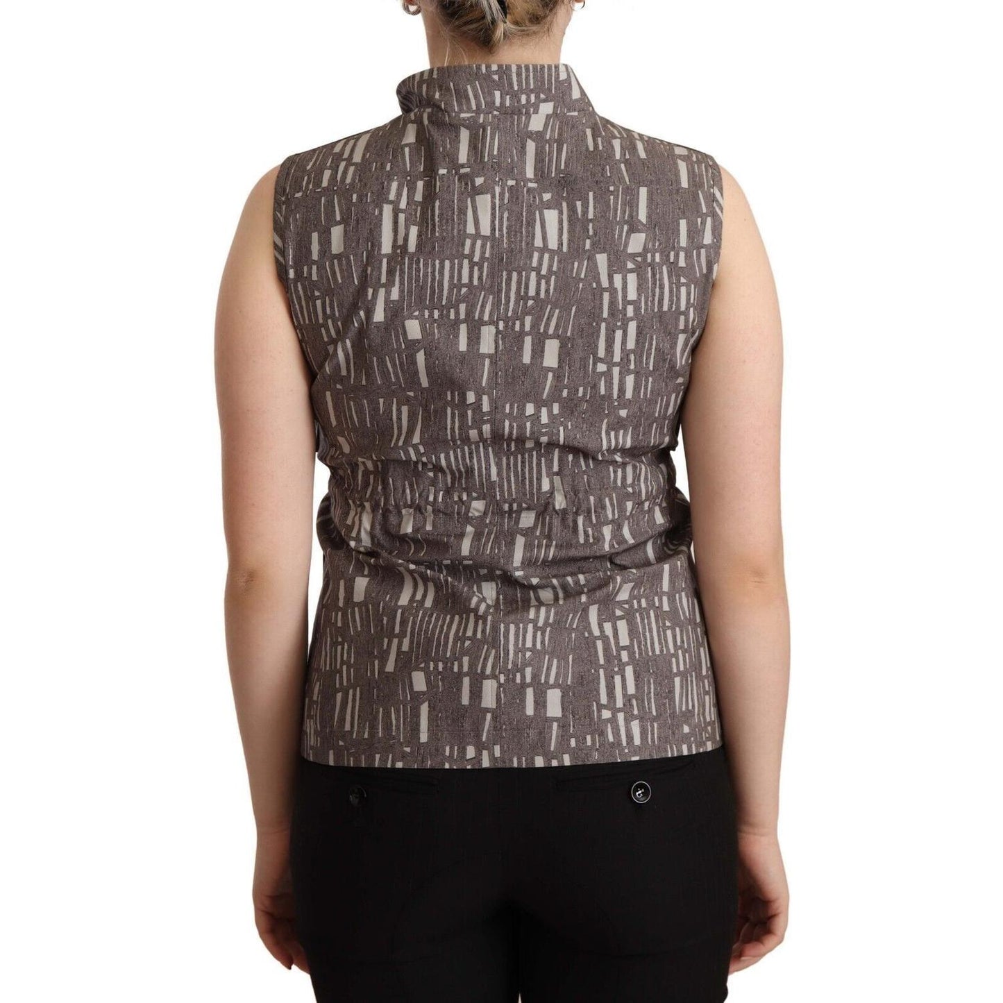 Comeforbreakfast Brown Black Vest Leather Sleeveless Top Blouse Comeforbreakfast