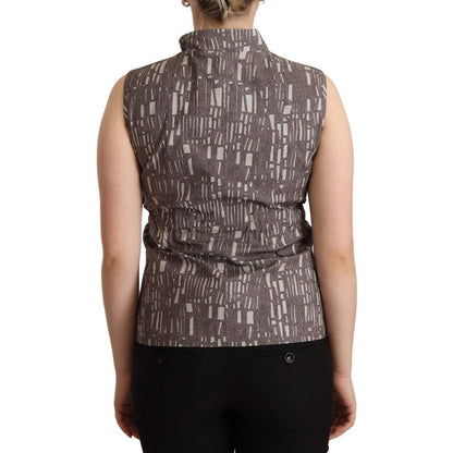 Comeforbreakfast Brown Black Vest Leather Sleeveless Top Blouse Comeforbreakfast