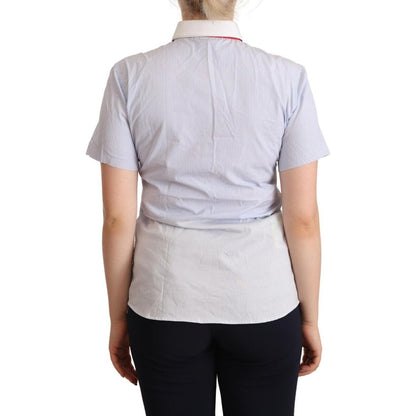 AGLINI Light Blue Cotton Short Sleeves Collared Polo Top AGLINI