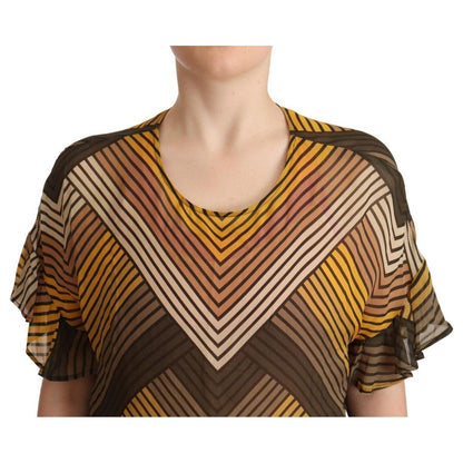 Twinset Multicolor Stripes Short Sleeves Round Neck Top Blouse Twinset