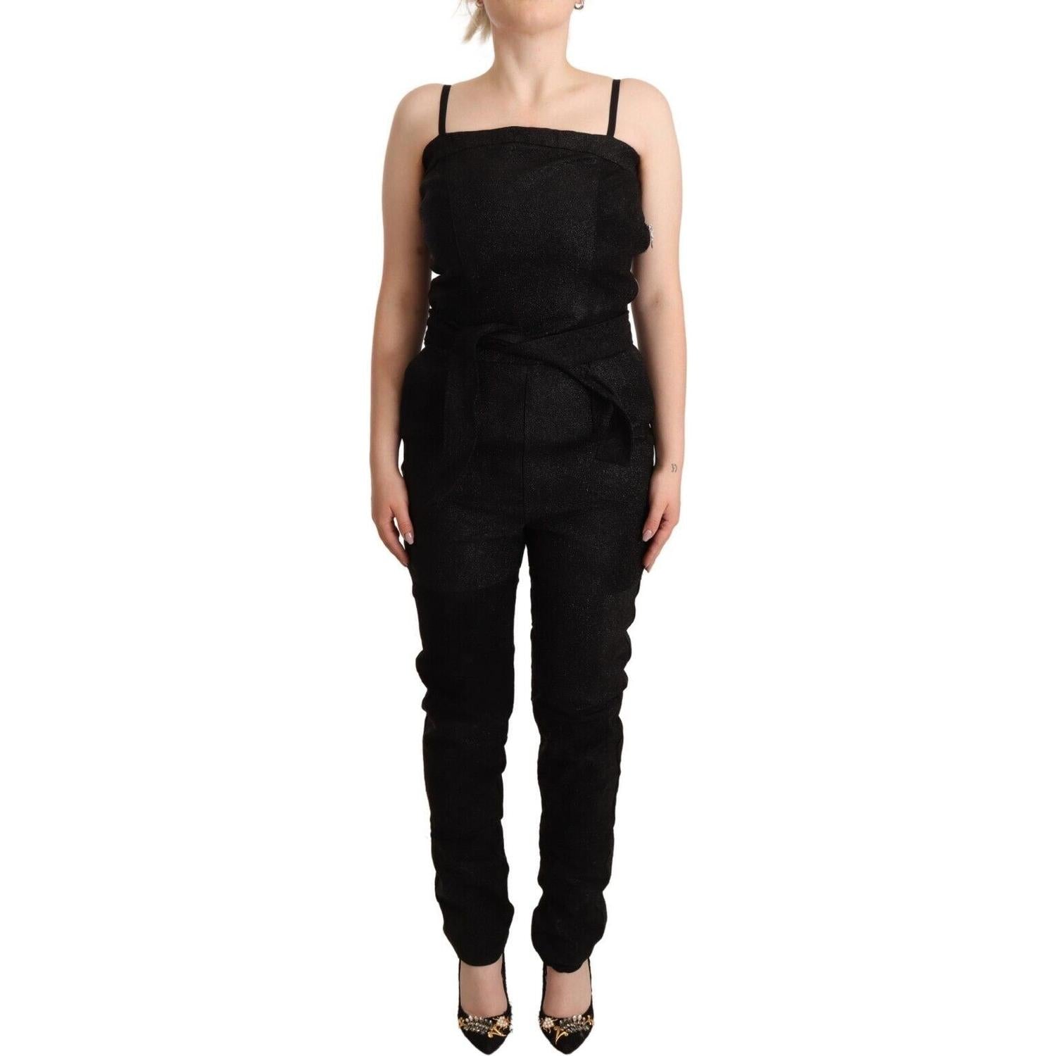 La Maison du Couturier Black Spaghetti Strap Jumpsuit Dress