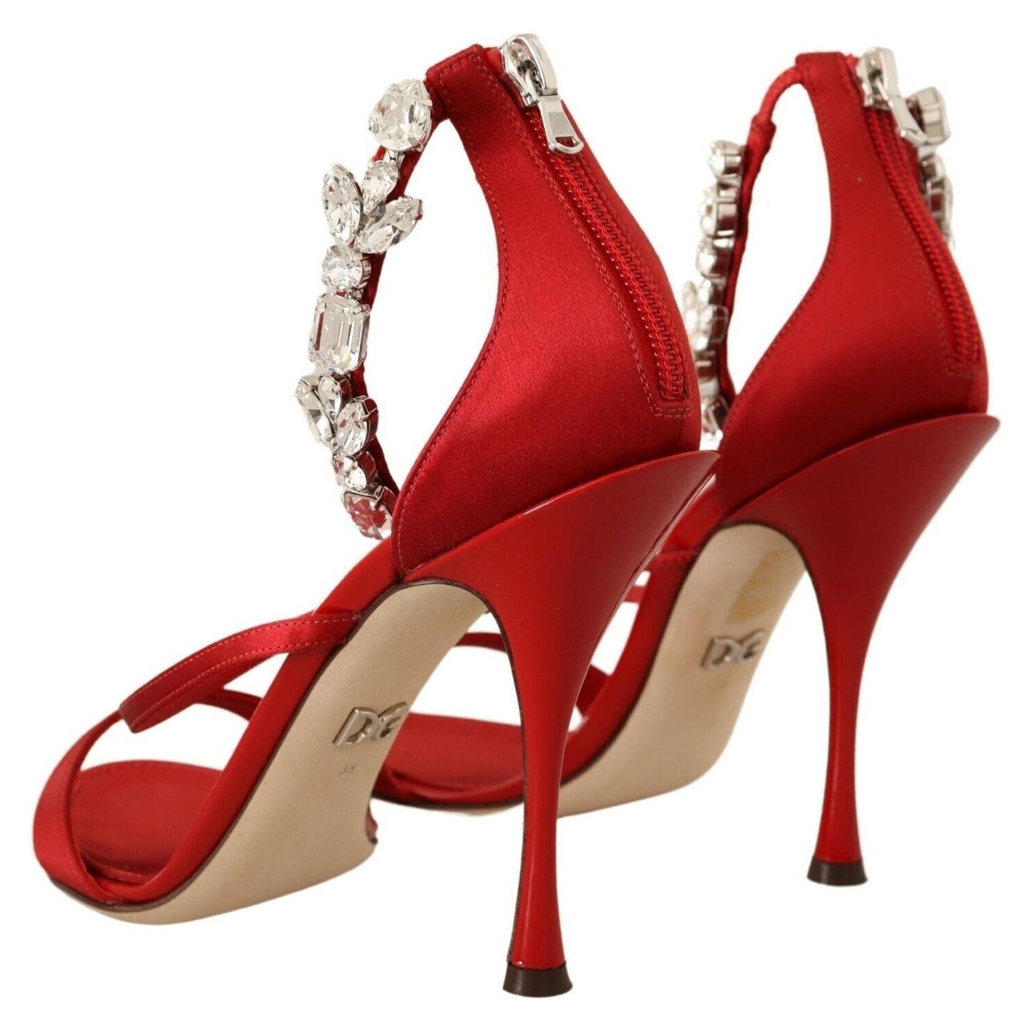 Dolce & Gabbana Red Crystal-Embellished Heel Sandals Dolce & Gabbana