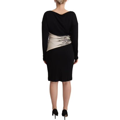 Roberto Cavalli Black Silver Sheath Knee Length Dress