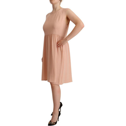Twinset Beige Polyester Sleeveless Shift Knee Length Dress Twinset