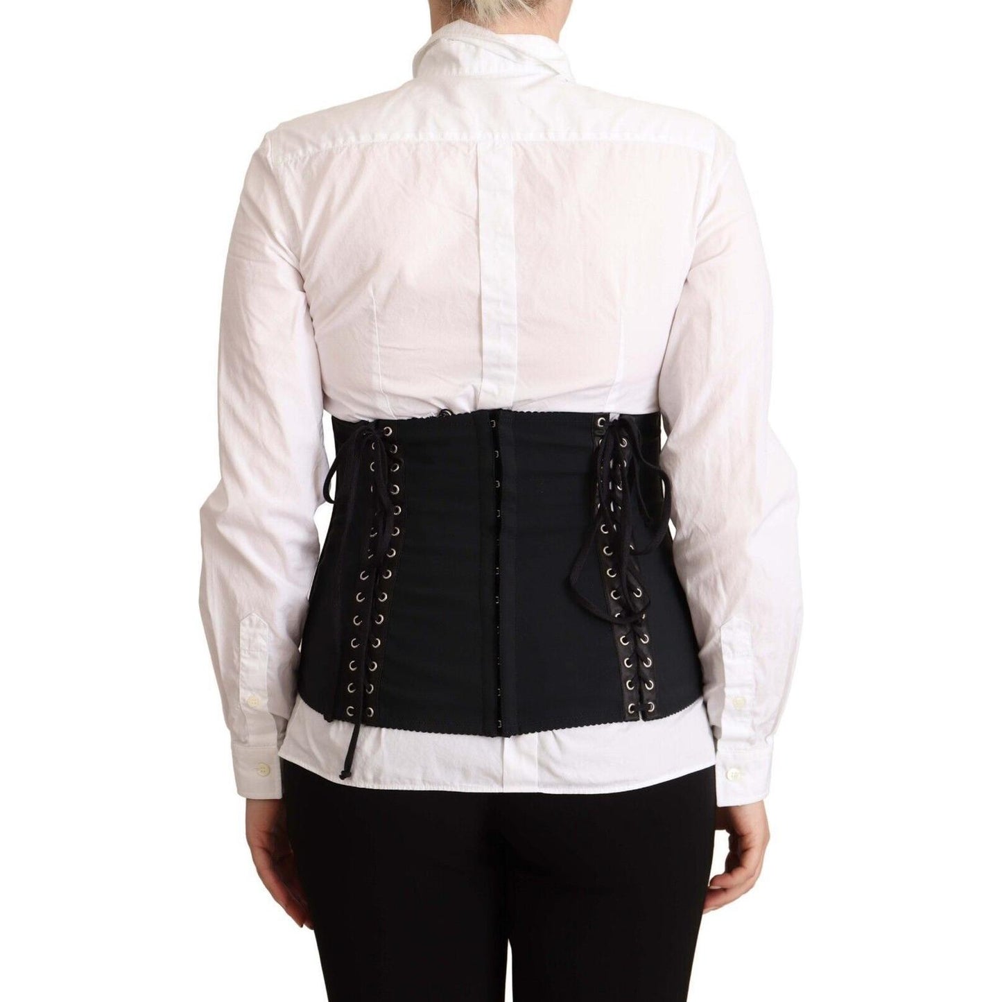 Dolce & Gabbana Black Corset Belt Stretch Waist Strap Top WOMAN TOPS AND SHIRTS