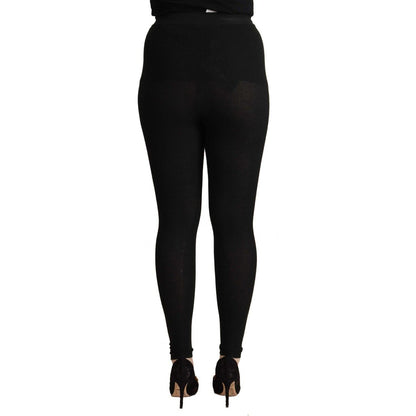 Dolce & Gabbana Black Cashmere Stretch Waist Tights Pants Jeans & Pants