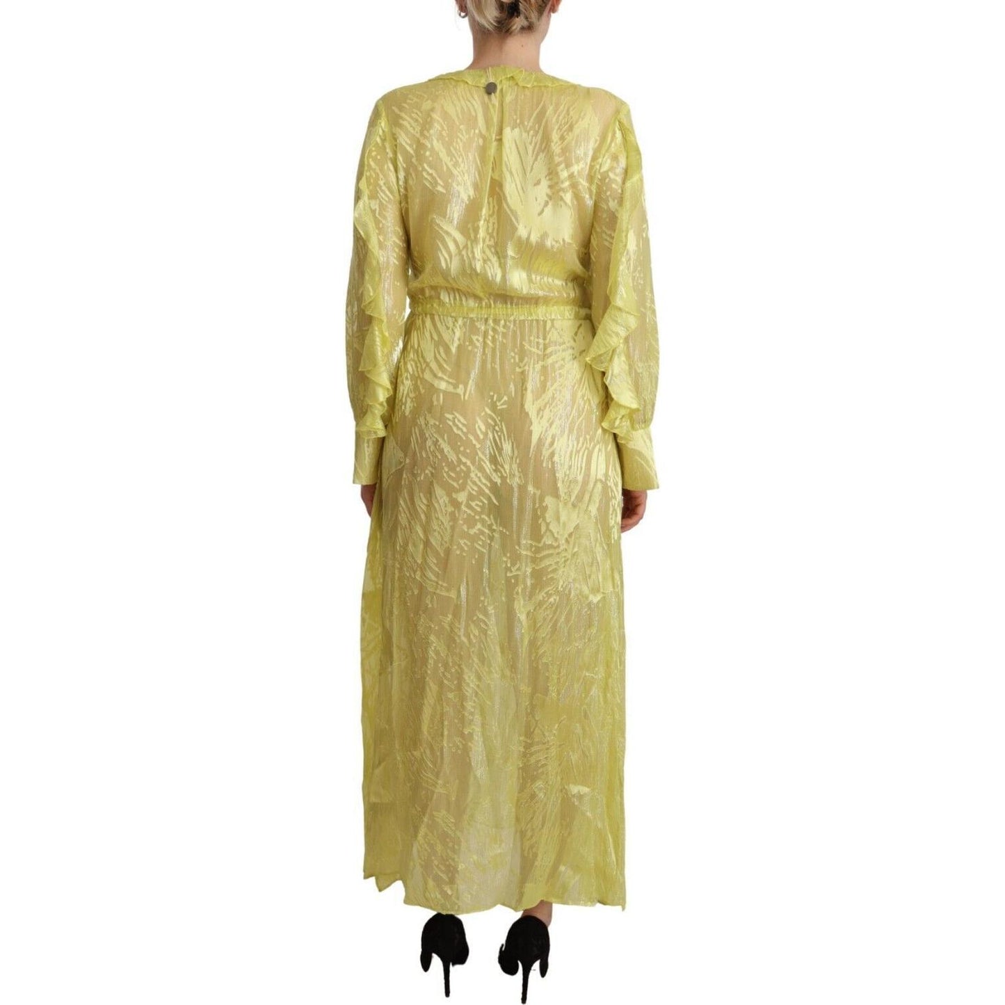 Patrizia Pepe Sunshine Silk Blend Maxi Dress - Long Sleeves & Plunge WOMAN DRESSES Patrizia Pepe