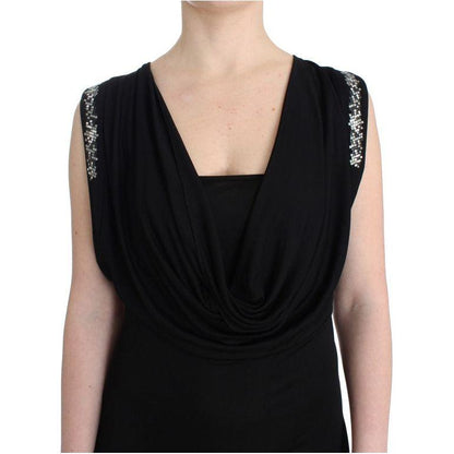 Roccobarocco Black Embellished Jersey Mini Sheath Short Dress Roccobarocco