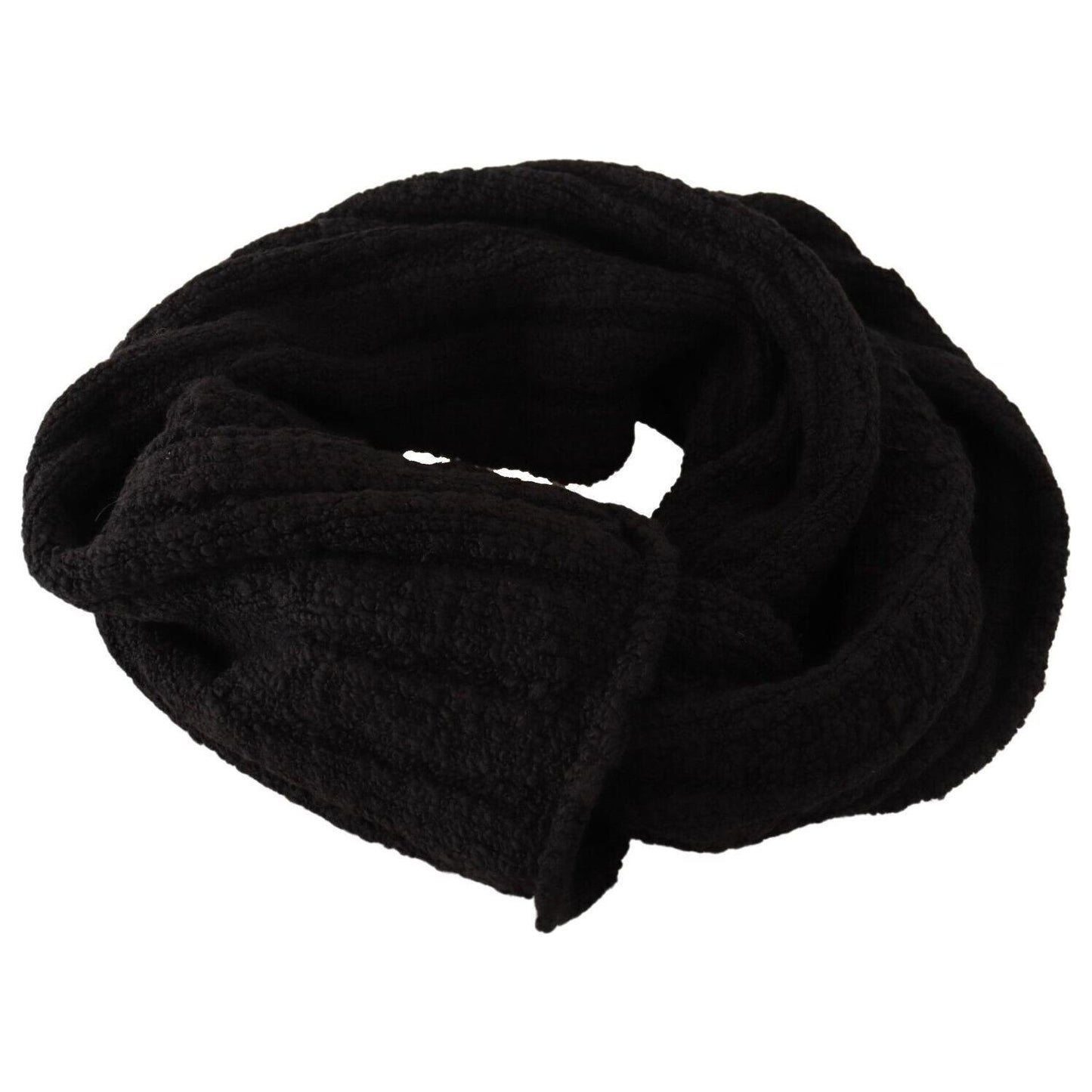 Dolce & Gabbana Elegance Unleashed Black Wool Scarf Dolce & Gabbana