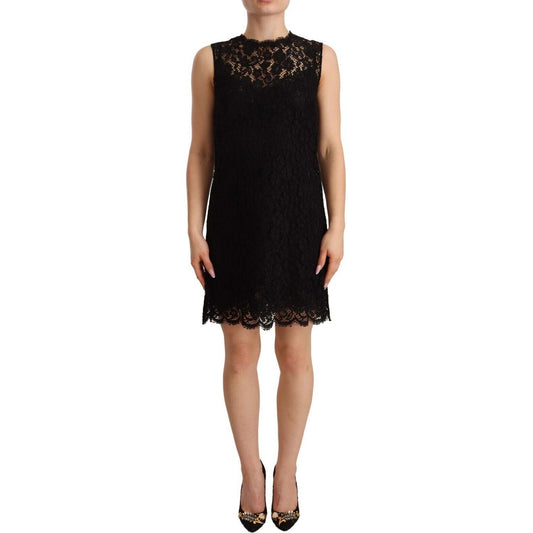 Dolce & Gabbana Elegant Floral Lace Sheath Dress in Black Dolce & Gabbana